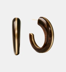 Boucles d’oreilles plaquées or jaune 18K avec finition brossée et résine marron Aristocrazy