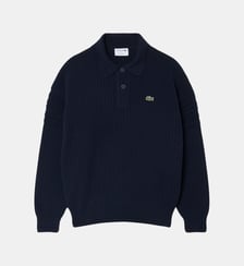 Pull col polo coton fabriqué en France Lacoste