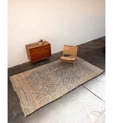 Grand tapis bleu en laine naturelle Olivier N°30- Produit chiné Debongout