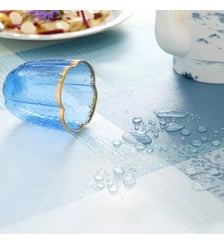 Nappe pur coton enduit 220 g/m² motif jacquard bleu vert Mille textures bleu Garnier Thiebaut