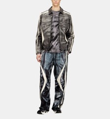 Veste en cuir de coach avec imprimé motard Diesel
