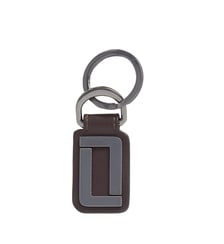 Porte-clés double L en métal et cuir Lancel