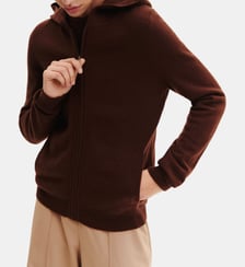 Sweat droit zippé à capuche en cachemire  Bompard