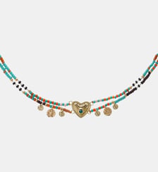 Collier multiliens perles et pampilles avec cabochon cœur MYLOVE Hipanema