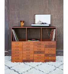 Meuble de métier en bois foncé Fernand N°484 - Produit chiné Debongout
