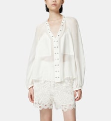 Blouse en mélange de soie ornée de petits clous métalliques Pinko