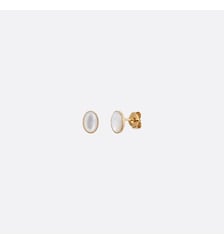 Boucles d'oreilles dorées nacre blanche - cab ovale Caroline Najman