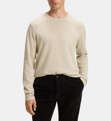 T-shirt droit manches longues en coton gaufré mélangé BOSS