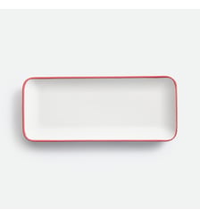 Plat de présentation liseré rouge et blanc, en porcelaine La Redoute Interieurs
