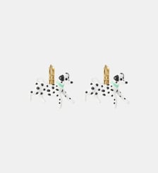 Boucles d'oreilles dormeuses dalmatien noir et blanc Les Néréides