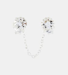 Puces d'oreilles strass avec chaine- argent garanti 925 Balaboosté