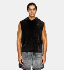 Sweat à capuche sans manches avec effet denim Diesel