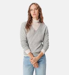 Pull col V tricot 100% cachemire Ikks