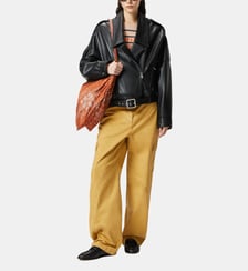 Blouson de motard ceinturé en cuir nappa Pinko