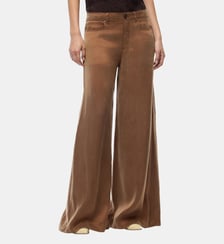 Pantalon palazzo en sergé peau de pêche Pinko