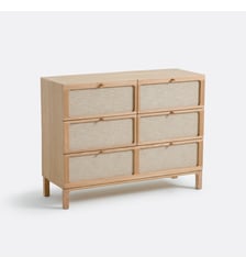 Commode 5 tiroirs, plaqué frêne et lin La Redoute Interieurs