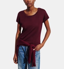 T-shirt droit en cachemire et soie Bompard