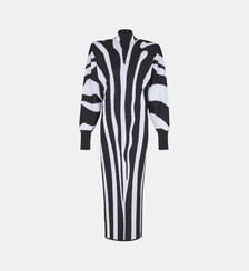 Robe longue en maille intarsia zébrée Balmain