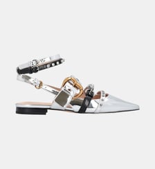 Slingbacks lamées à bout pointu et strass Pinko