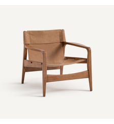 Fauteuil en chêne massif et cuir AM.PM