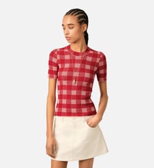 Pull manches courtes en laine et coton AMI Paris