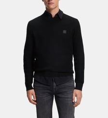Pull en coton et cachemire avec patch BOSS