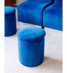 Tabouret en velours bleu Axel N°29 - Produit chiné Debongout