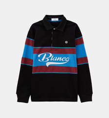 Maillot de rugby garçon brodé rayé Serge Blanco