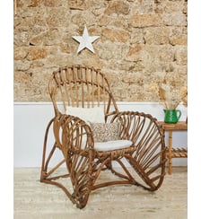 Fauteuil en rotin Ernest N°1034- Produit chiné Debongout