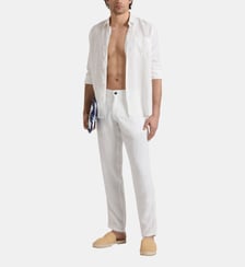 Pantalon coupe droite en lin uni Vilebrequin