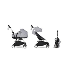 Poussette YOYO²  Nacelle et pack 6+ Stone - cadre blanc Stokke
