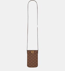 Porte téléphone en toile enduite monogrammée et cuir- LADYPHONE Gerard Darel