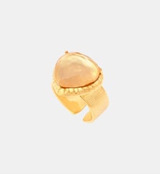 Bague ajustable  poire  doré à l'or fin - Bysance Satellite