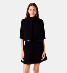 Veste courte en crêpe avec perles Maje