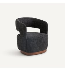 Fauteuil pivotant base noyer, tissu chiné AM.PM