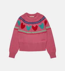 Pull ras-du-cou avec cœurs jacquard Marni