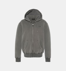 Sweatshirt zippé à capuche charbon, effet délavé Schott