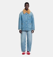 Manteau en jean col fausse fourrure Sandro
