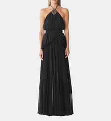 Robe Brodée En Soie Et Charmeuse Lanvin