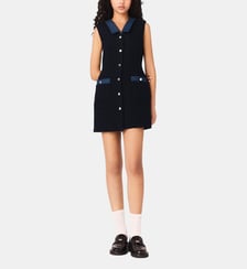 Robe en tweed et détails denim Maje