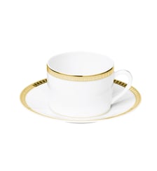 Tasse à thé avec soucoupe en porcelaine finition or - MALMAISON Christofle