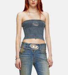 Top bandeau en maille côtelée avec Oval D Diesel