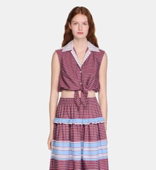 Chemise courte en coton à rayures Sandro