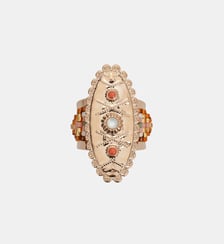 Bague réglable cabochon central martelé et perles TALSIE Hipanema