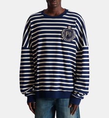Sweat-shirt marinière en coton College Emblem Balmain