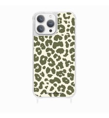 Coque de téléphone glossy léopard kaki avec anneaux pour iPhone 15 Pro La Coque Française