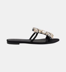 Sandales plates avec strass Rabanne