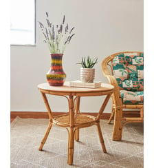 Table basse en rotin Léonie N°1016- Produit chiné Debongout