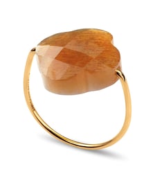Bague or jaune trèfle pierre de soleil doré Morganne Bello