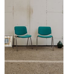 Paire de chaises chromées et turquoises Alma N°1425- Produit chiné Debongout